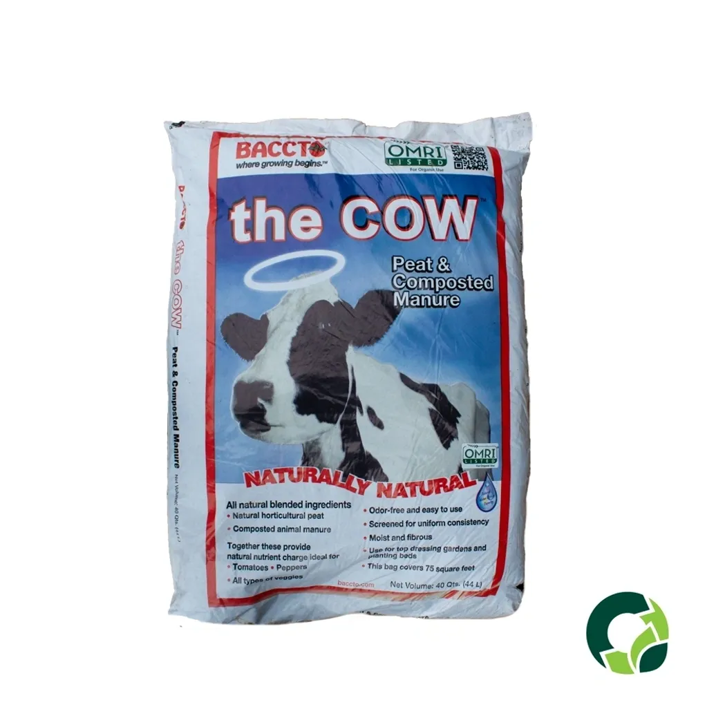 Package of The Cow natural fertilizer with cow image.
