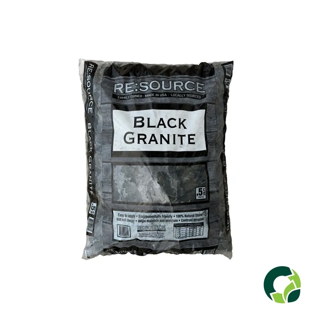 Bag of black granite resource material.