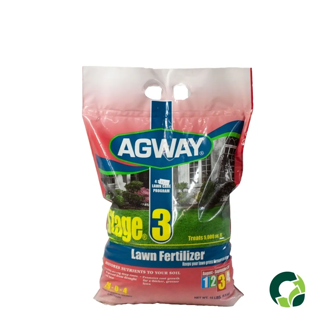 Bag of Agway Stage 3 Lawn Fertilizer for healthy grass growth.