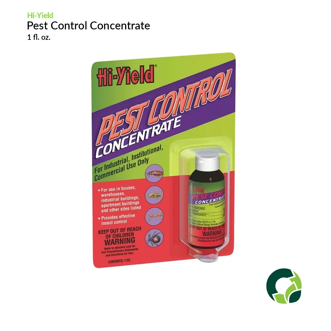 Bottle of pest control concentrate in red and green packaging.