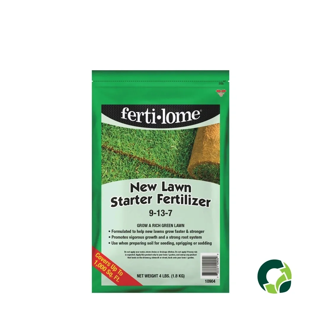 Bag of ferti-lome New Lawn Starter Fertilizer 9-12-7.