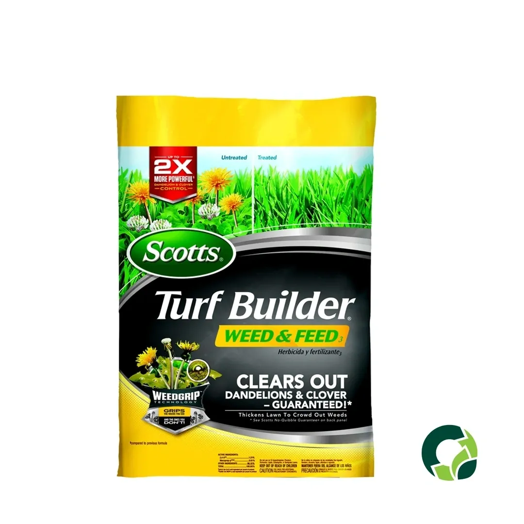 Scotts Turf Builder Weed & Feed lawn care product.