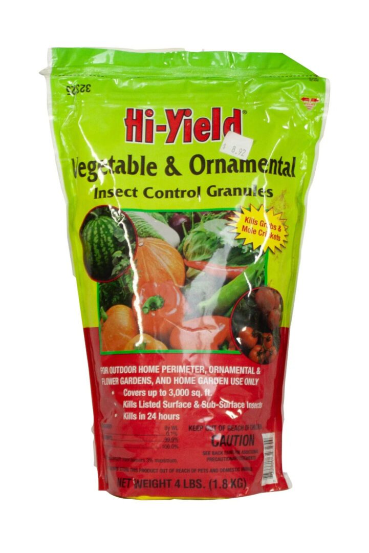 Hi-Yield insect control granules for vegetables and ornamentals.