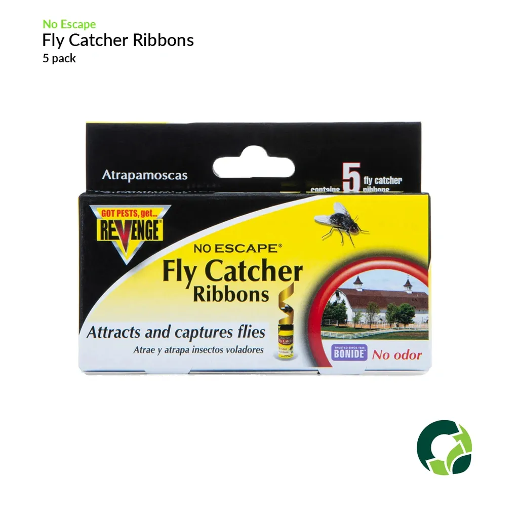 Fly catcher ribbons trap and capture flies indoors.
