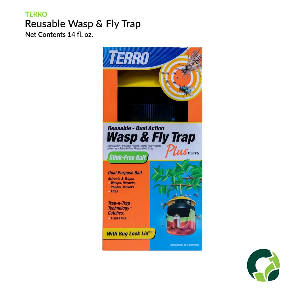 Terro reusable wasp and fly trap packaging with product image.