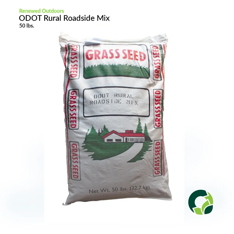 A 50 kg bag of ODOT Rural Roadside Mix grass seed.