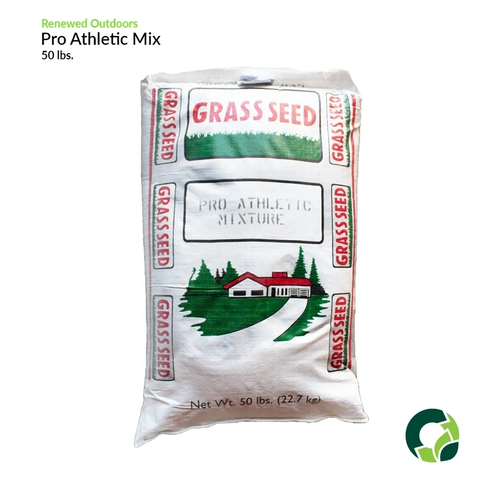 Bag of grass seed labeled Pro Athletic Mix.