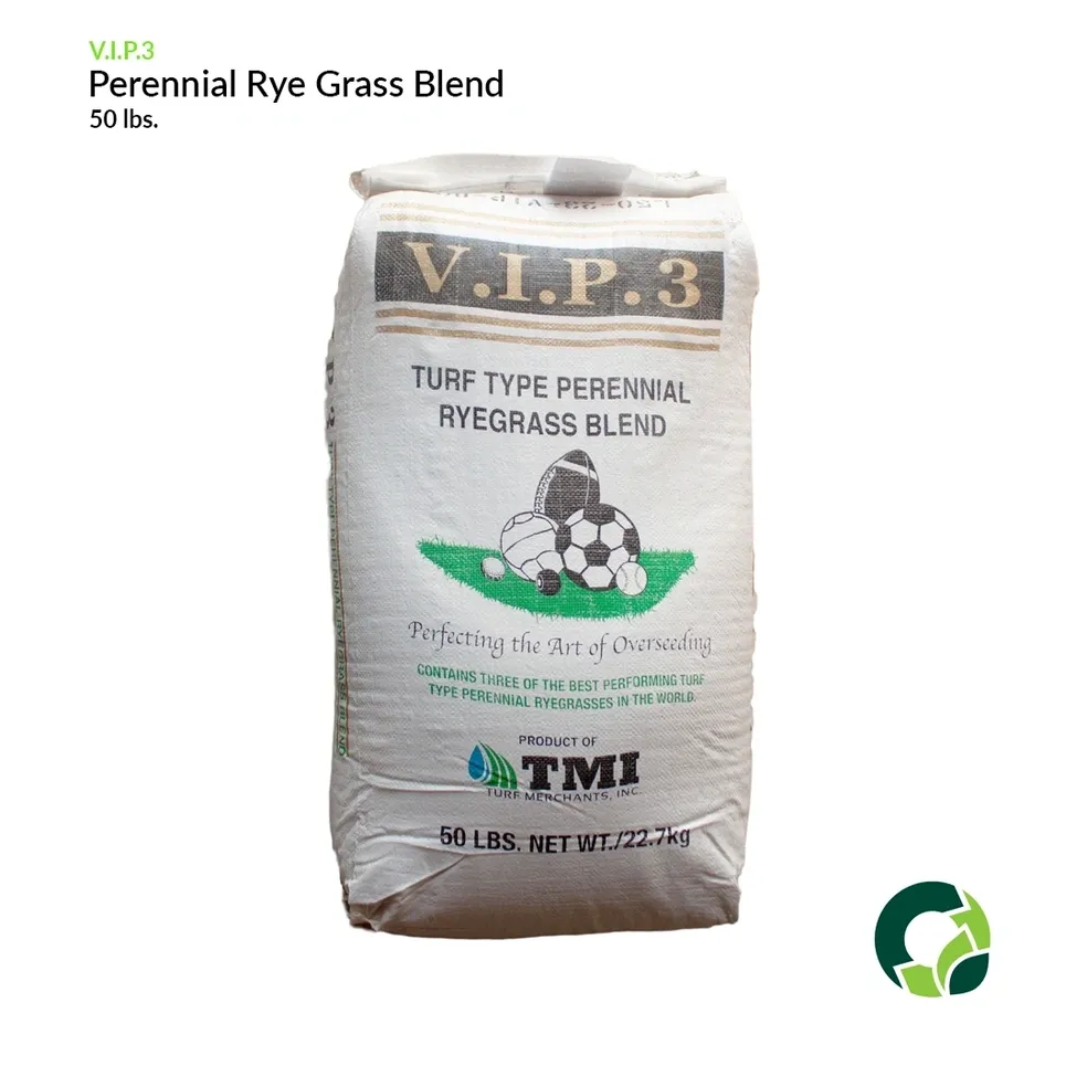 Bag of TMI Perennial Rye Grass Blend seed for lawns or pastures.