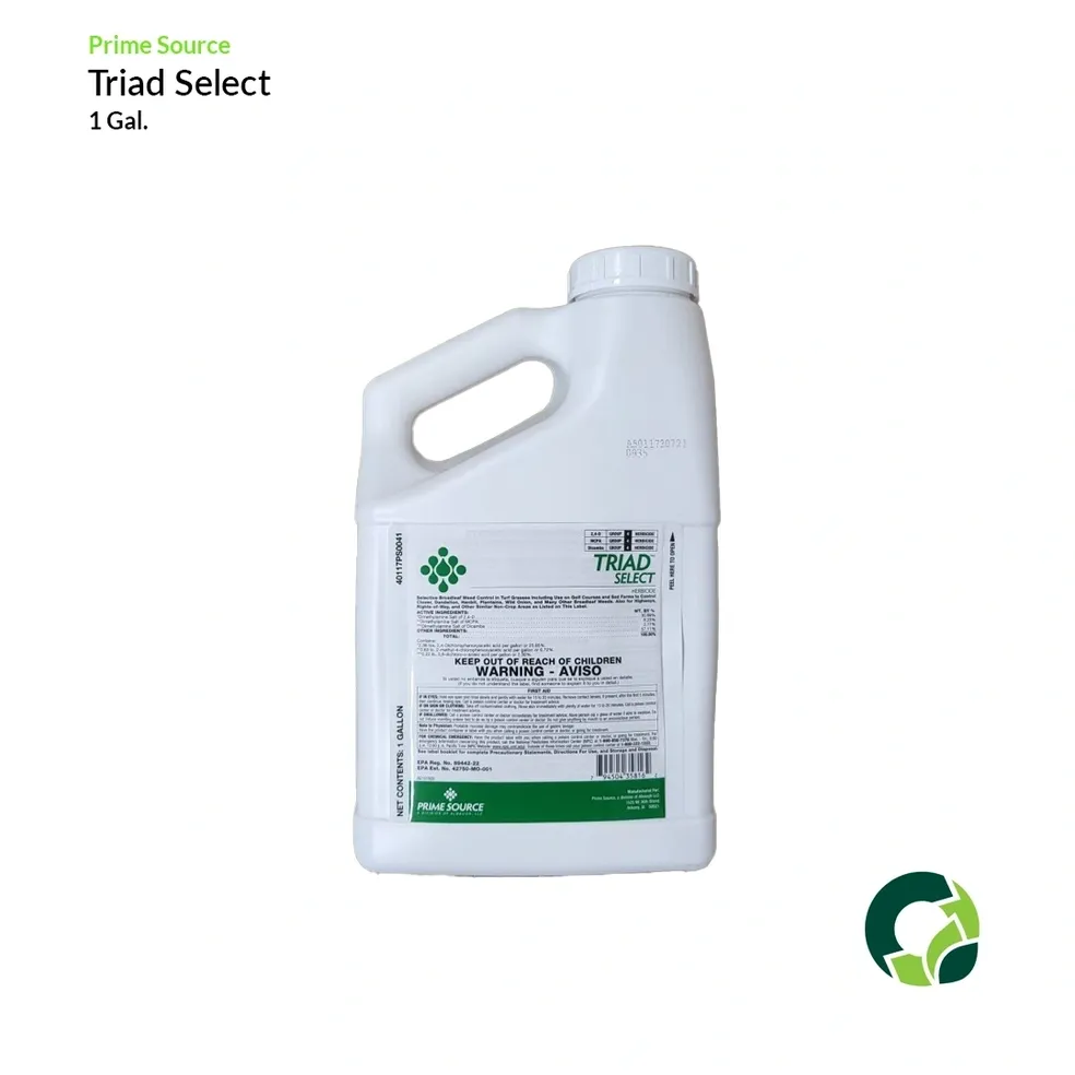 Bottle of Triad Select herbicide for weed control.