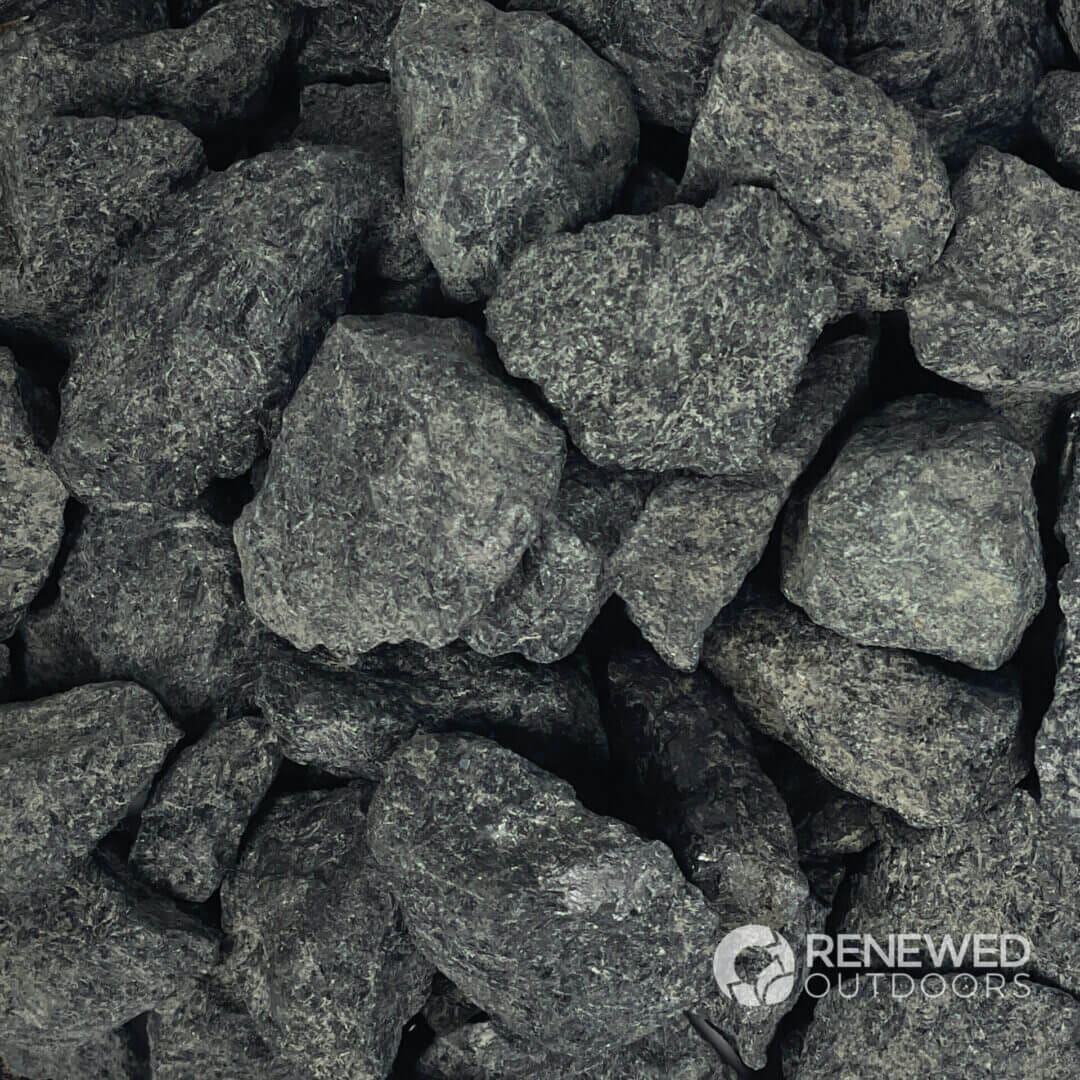 Pile of gray rocks and stones.