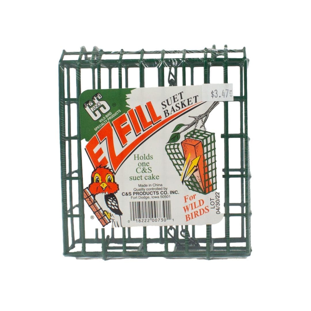 Suet basket for wild birds feeding.