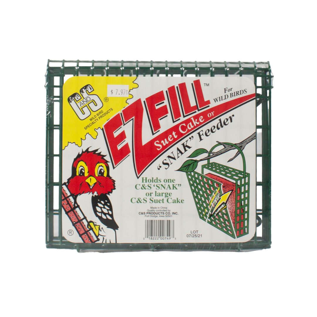 Bird suet cake feeder packaging.