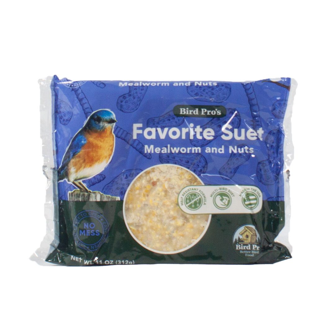 Bird suet pack with mealworms and nuts.