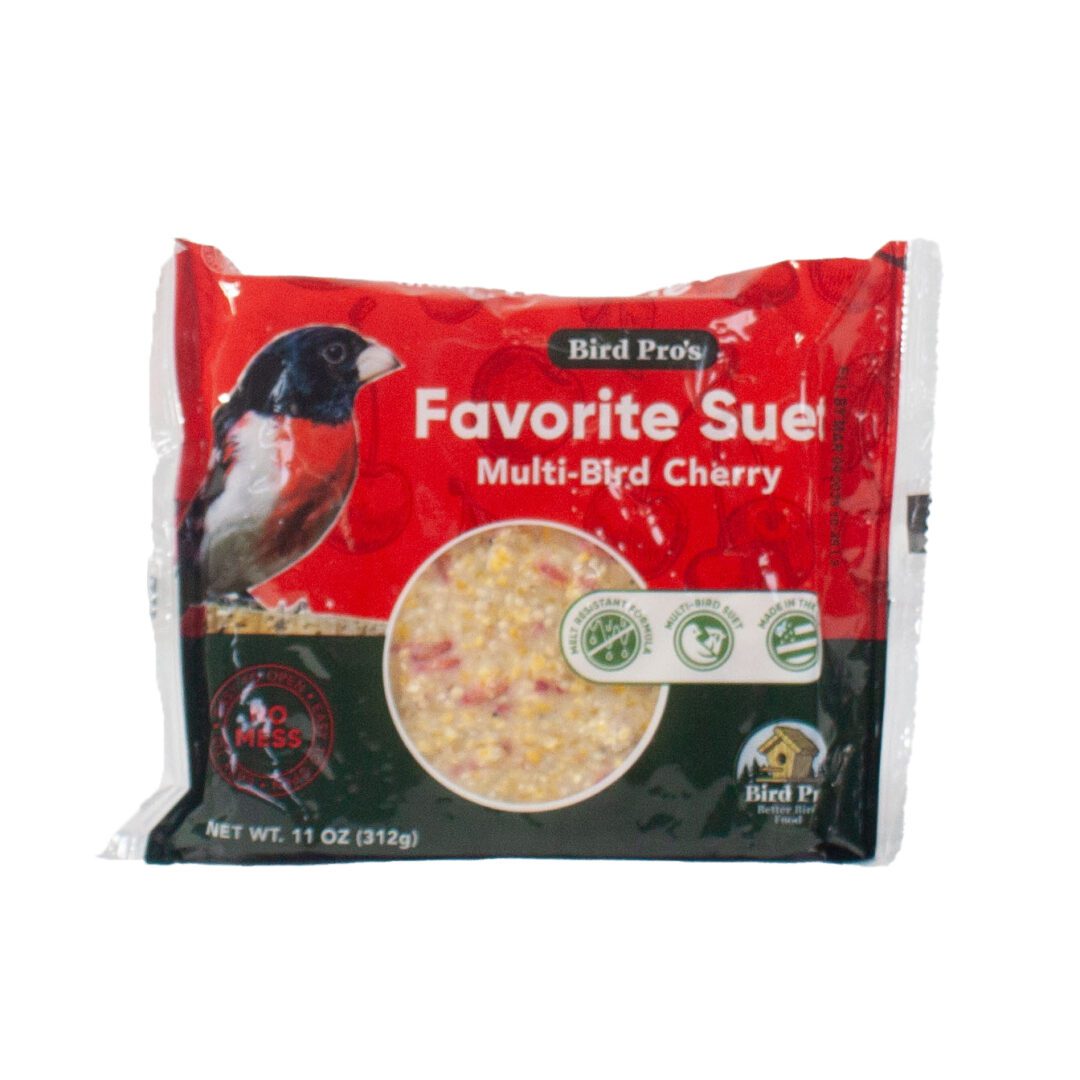 Bird suet package with cherry flavor.