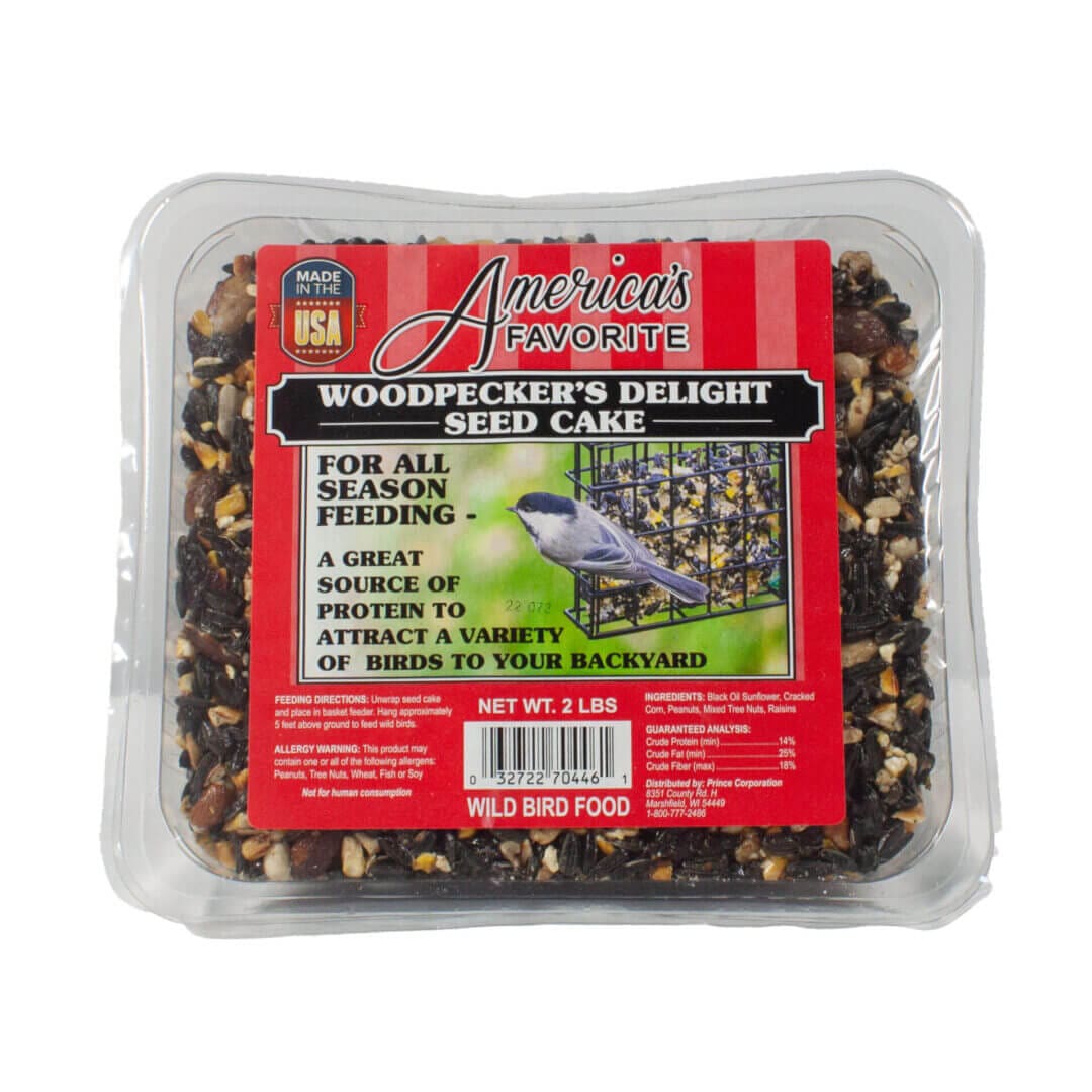 Woodpecker's Delight Seed Cake packaging.
